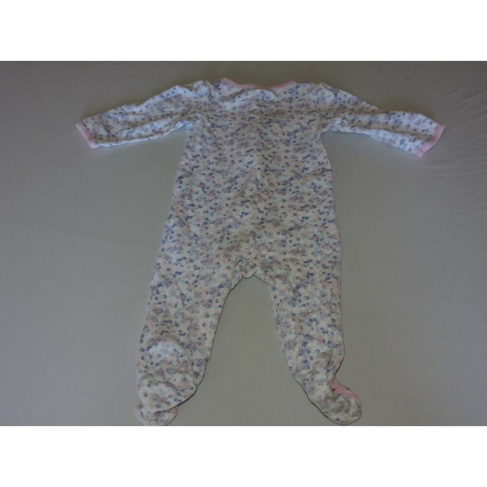 Carters Sheep Bodysuit One Piece Flowers Pink Pajamas Baby Girl Footed Zips 9M - Picture 4 of 5